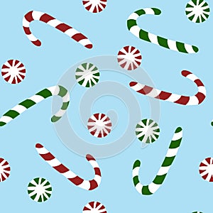 Candy Canes and Peppermints Seamless Repeat Design photo