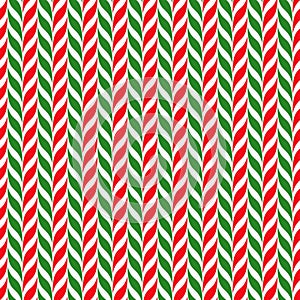 Candy canes vector background. Seamless xmas pattern with red, green and white candy cane stripes.