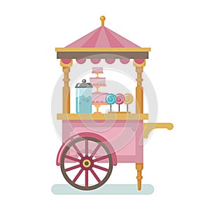 Candy cart flat illustration