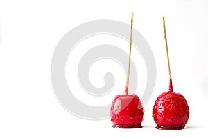 Candy Christmas apples isolated on white background