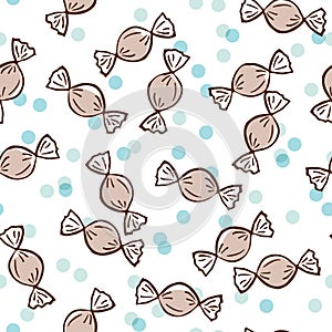 Candy confetti pattern party celebration brown blue seamless pattern background