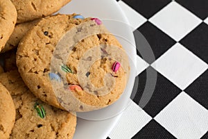 Candy cookies on a white plate