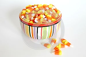 Candy corn in a bowl