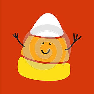 Candy corn cute character vector cartoon illustration.