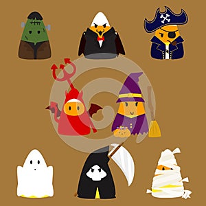 Candy Corn Halloween Costumes Vector Set