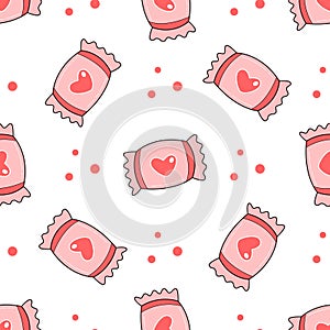 Candy cute romantic seamless pattern