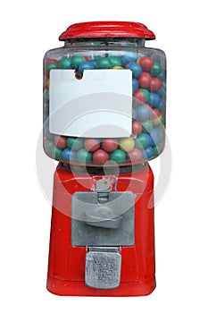 Candy dispenser, Gum ball machine, Vending machine with white empty label