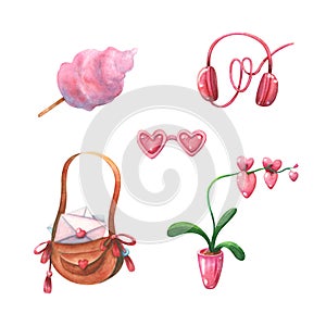 Candy floss, headphones and love letters in bag