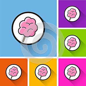 Candy floss icons with long shadow