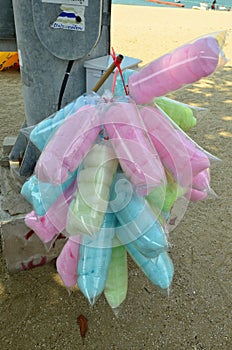 Candy floss in various colours