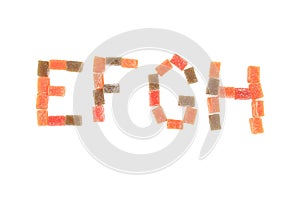 candy fruit cubes alphabet