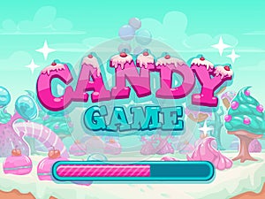 Candy game title loading screen.