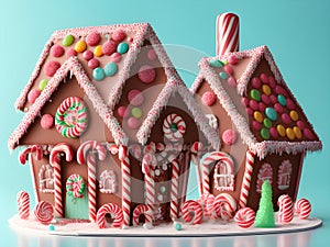 Candy Gingerbread House, Generative AI Illustration