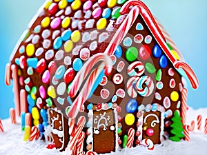 Candy Gingerbread House, Generative AI Illustration