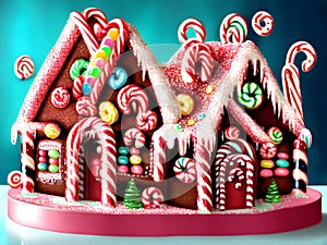 Candy Gingerbread House, Generative AI Illustration