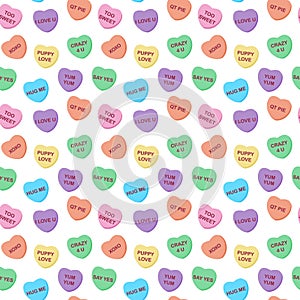 Candy Hearts Seamless Pattern
