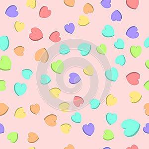 Candy Hearts Seamless Pattern - Pastel rainbow conversation heart candy design