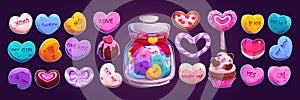 Candy hearts, Valentines day sweets, lollipop