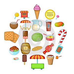 Candy icons set, cartoon style