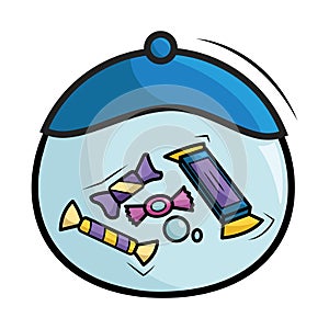 Candy jar with sweets mix. Vector
