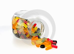 Candy jar with wine gums