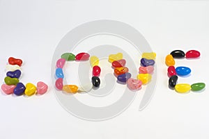 Candy Jellybean sign LOVE