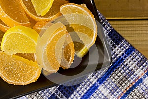 Candy jujube as lemon and orange slices