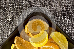 Candy jujube as lemon and orange slices