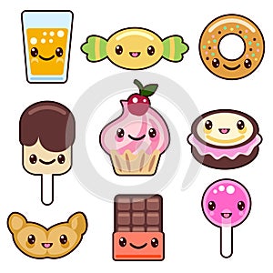 Candy kawaii food characters