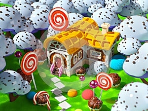 Candy land with fantasy house