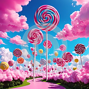 Candy Land Round multi-colored lollipop