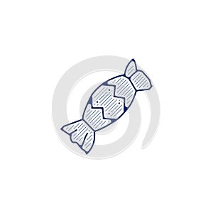 candy line icon. candy hand drawn pen style line icon