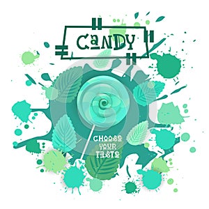 Candy Mint Lolly Dessert Colorful Icon Choose Your Taste Cafe Poster