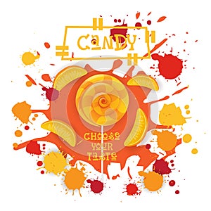 Candy Peach Lolly Dessert Colorful Icon Choose Your Taste Cafe Poster