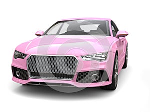 Candy pink modern business car - closeup shot