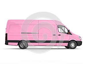 Candy pink modern delivery van - side view