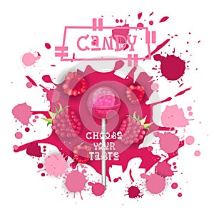 Candy Raspberry Lolly Dessert Colorful Icon Choose Your Taste Cafe Poster