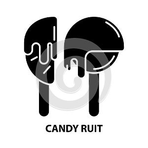 candy ruit icon, black vector sign with editable strokes, concept illustration
