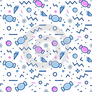 Candy seamless pattern in memphis style.