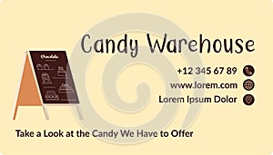 Candy shop business card with information vector