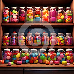 candy shop with jars of colorful sweets and treats k uhd very