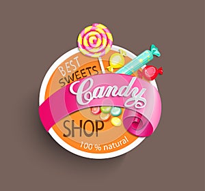 Candy shop label.