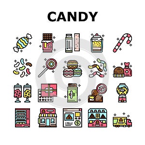 Candy Shop Product Collection Icons Set Vector