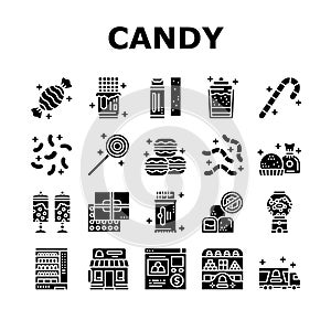 Candy Shop Product Collection Icons Set Vector