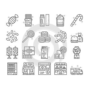 Candy Shop Product Collection Icons Set Vector .