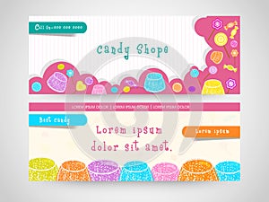 Candy shop web header or banner set.