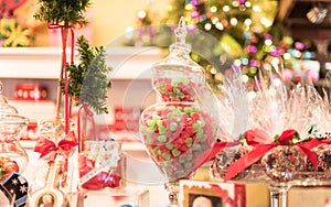 Candy store with pretty festive Christmas treats