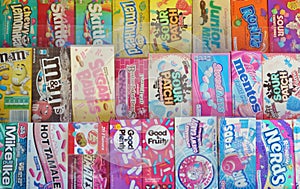 Vintage Candy Store Shop Variety 1980s Popular Candies Retro Boxes