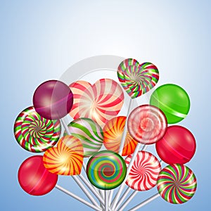 Candy, sweets, lollipops vector background