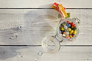 Candy on white boards